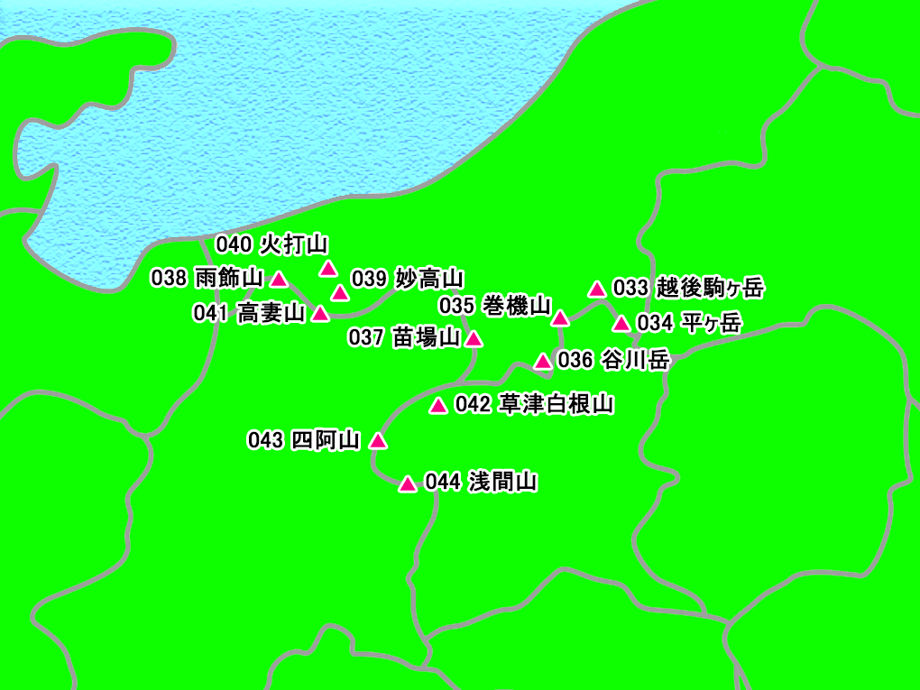 日本百名山 上信越エリア 一覧表