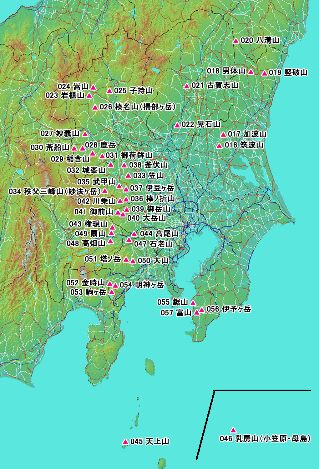 日本百低山 関東 登山データ