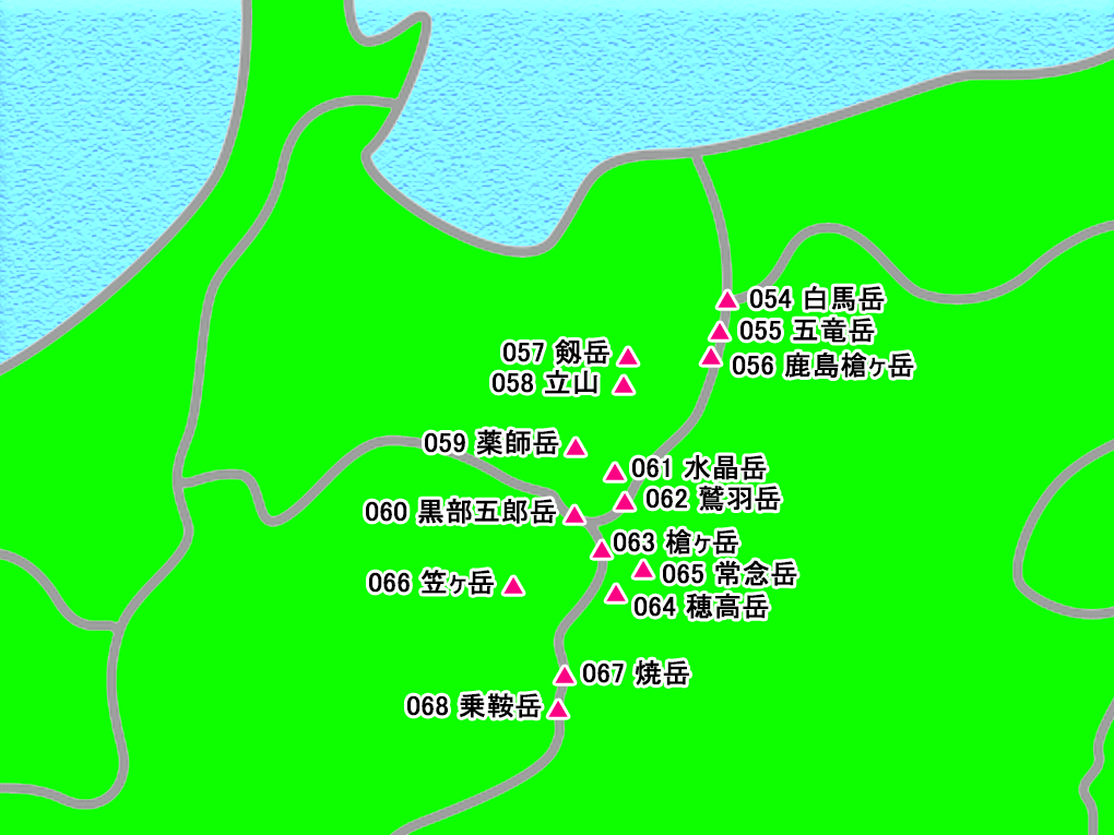 日本百名山 北アルプスエリア 一覧表