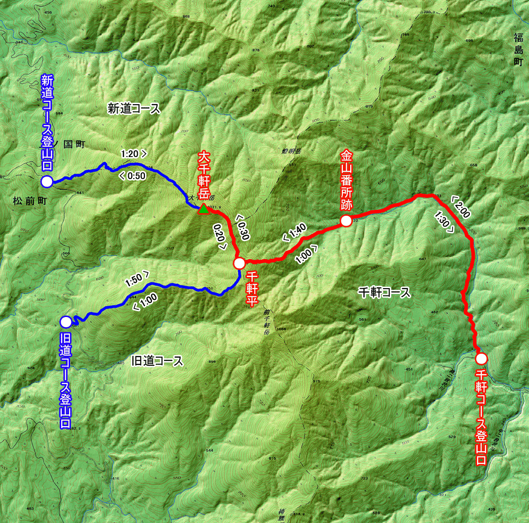 大千軒岳 モデルコース
