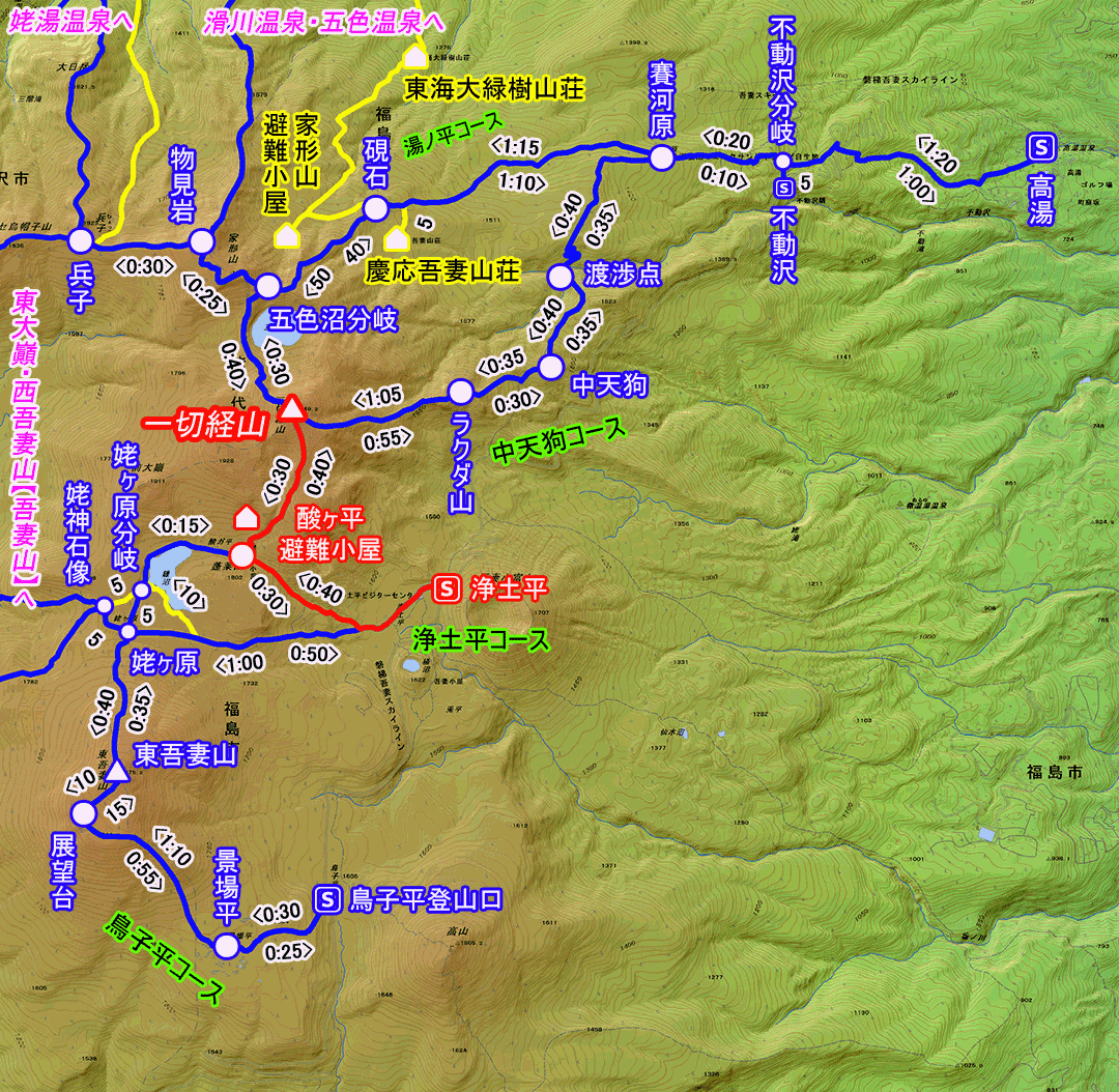 一切経山 モデルコース